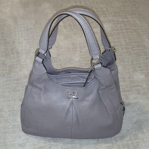 Coach leather satchel, pewter